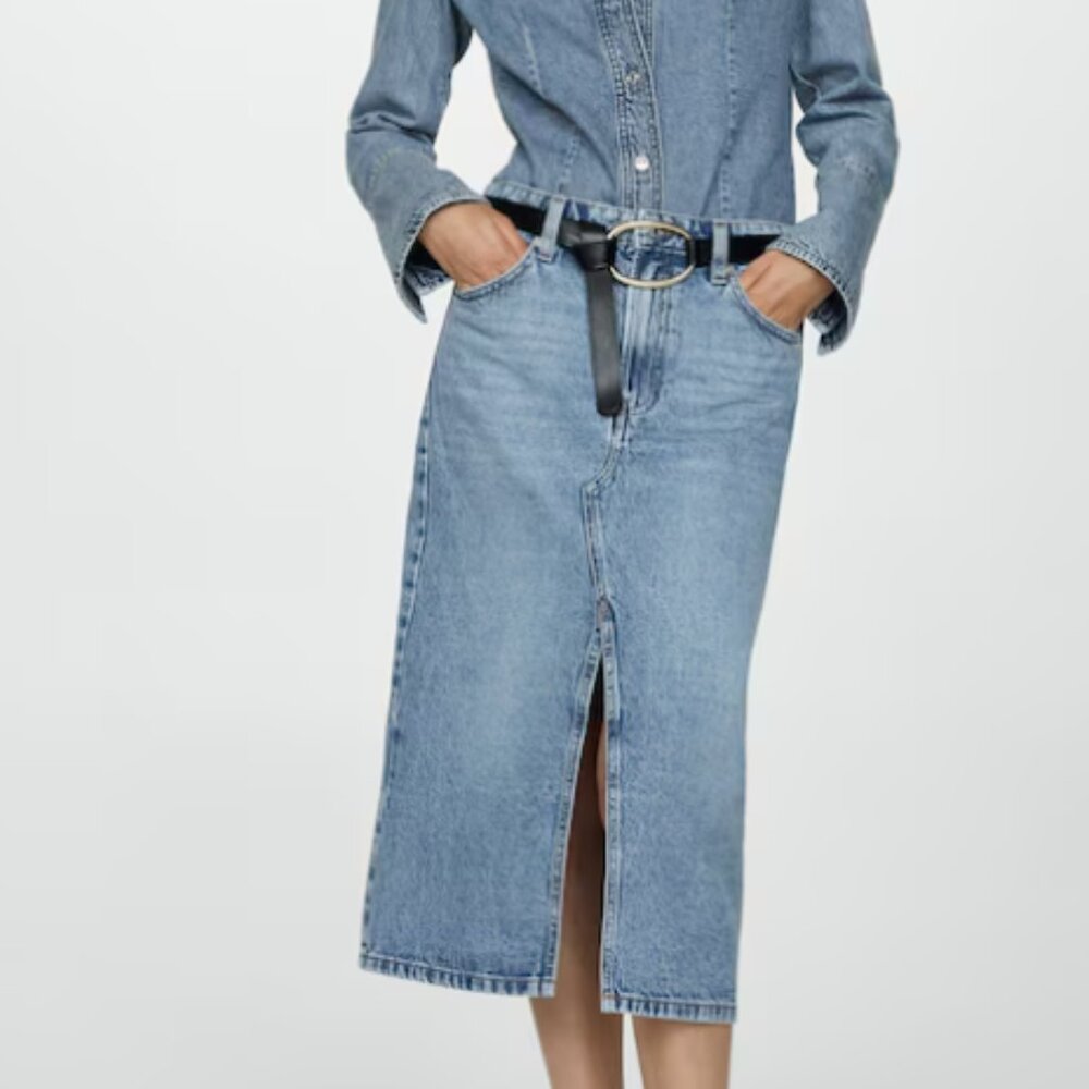 Mange Denim Midi Skirt, Size XL